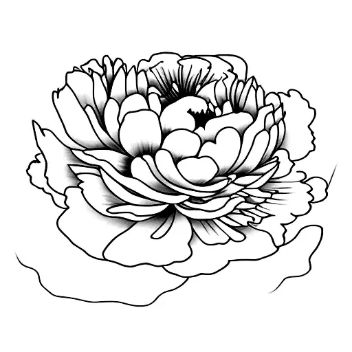 Incorporate the elegance of a peony flower into a minimalist tattoo design with this kanji characters 富喜  tattoo design idea