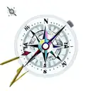 A compass with a broken needle, signifying the journey of finding oneself after a lost love tattoo design idea