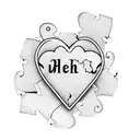 Heart-shaped puzzle piece with the words 'She was never yours. It was just your turn.' in elegant script tattoo design idea