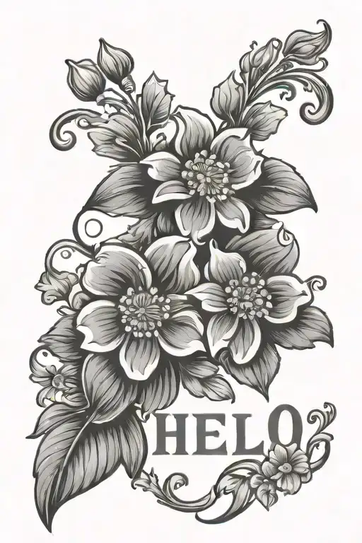 chelo name flowers plate of mole tattoo design idea