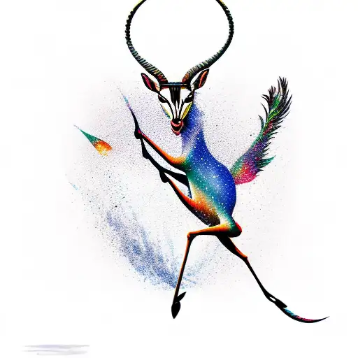gazelle running at high speed tattoo design idea