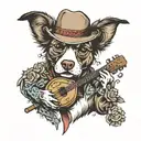 country dog musicians  tattoo design idea