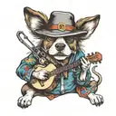 country dog musicians  tattoo design idea