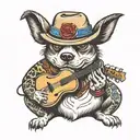 country dog musicians  tattoo design idea