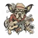 country dog musicians  tattoo design idea