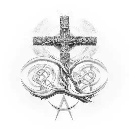 Christian Cross with a poison tree tattoo design idea