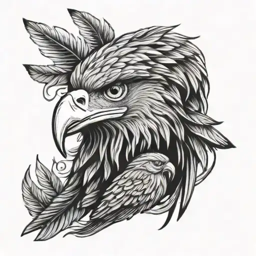 Philippine eagle and american eagle heads wrapped  tattoo design idea