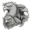 Philippine eagle and american eagle heads wrapped  tattoo design idea