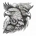 Philippine eagle and american eagle heads wrapped  tattoo design idea