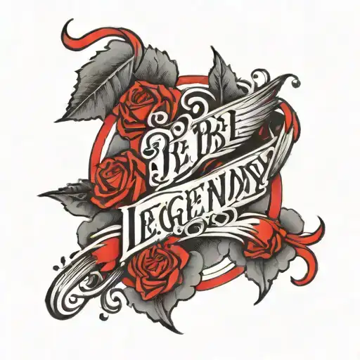the words Be Legendary with the word "legend" only in red, with clouds tattoo design idea