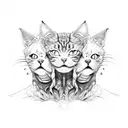 three headed demon cat tattoo design idea