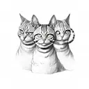 three headed demon cat tattoo design idea
