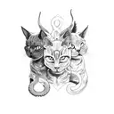 three headed demon cat tattoo design idea