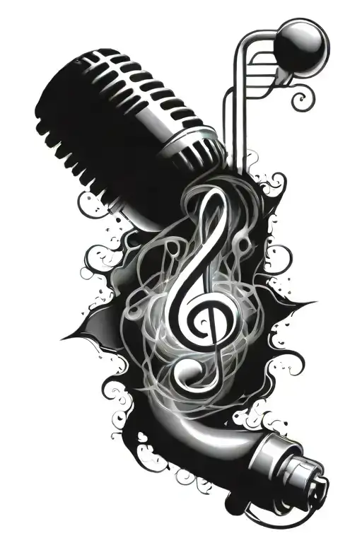 condenser mic and G clef symbol tattoo design idea