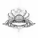 A crab, a hare, and an eagle sitting next to each other looking at the sunset  tattoo design idea