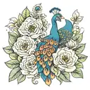 flowers peacock feathers  tattoo design idea