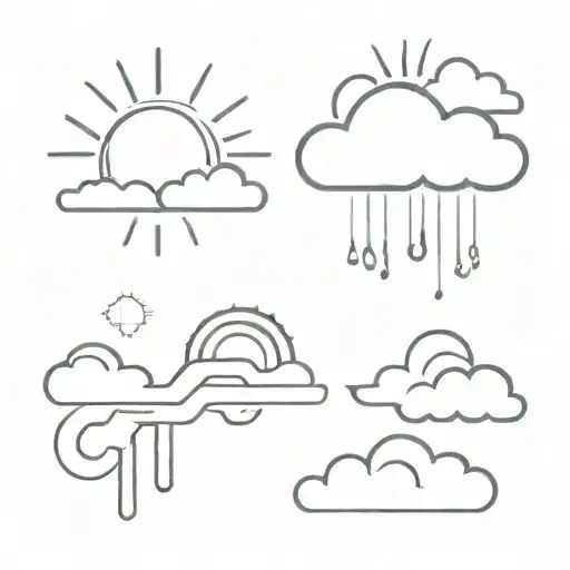 sun, hurricane, rain and cloud  tattoo design idea