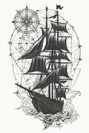 metatron sacred geometry map pirate ship sailing towards tattoo design idea