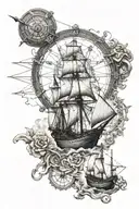 metatron sacred geometry map pirate ship sailing towards tattoo design idea