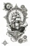 metatron sacred geometry map pirate ship sailing towards tattoo design idea