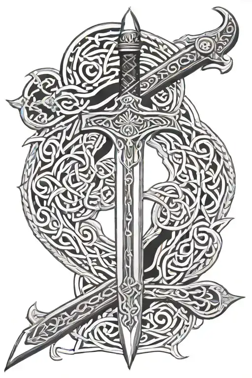 Irish celtic sword  tattoo design idea
