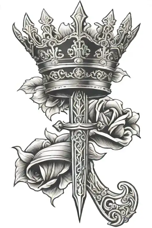 Irish dagger crown tattoo design idea