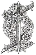 Irish celtic sword  tattoo design idea