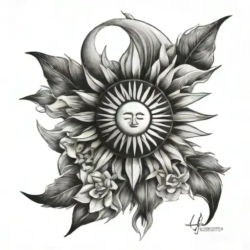 half Filipino sun, half Argentina sun symbol tattoo design idea