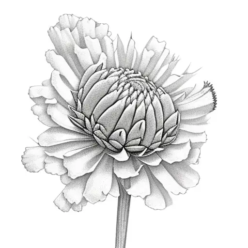 carnation and protea next to each other tattoo design idea