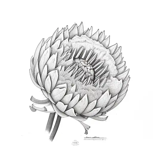 carnation and protea together tattoo design idea