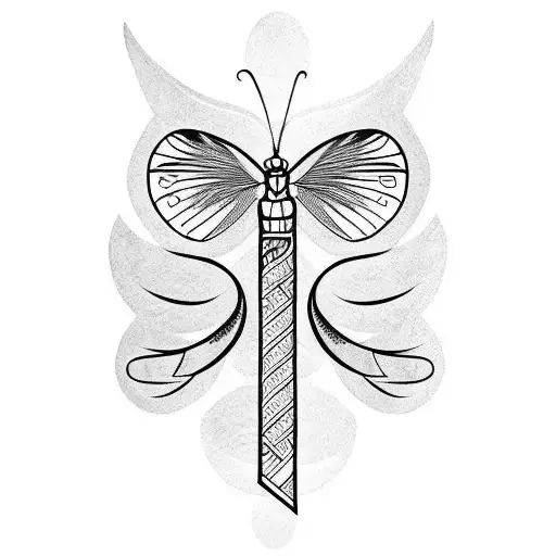 butterfly and sword tattoo design idea