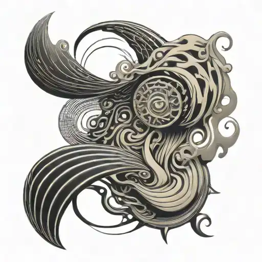 damru with sound waves flowing tattoo design idea