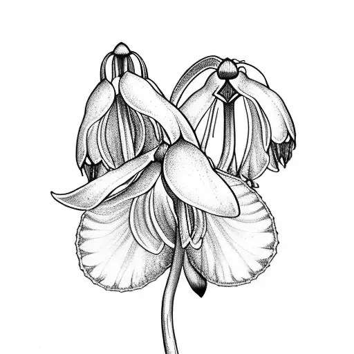 row of snowdrop, holly, violet and morning glory flowers together tattoo design idea
