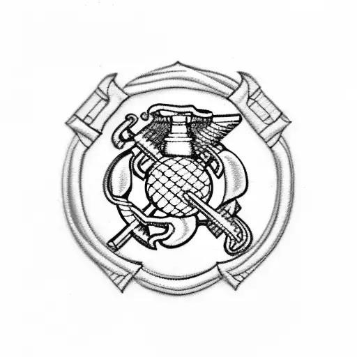 Marine Corps Emblem with Castle tattoo design idea
