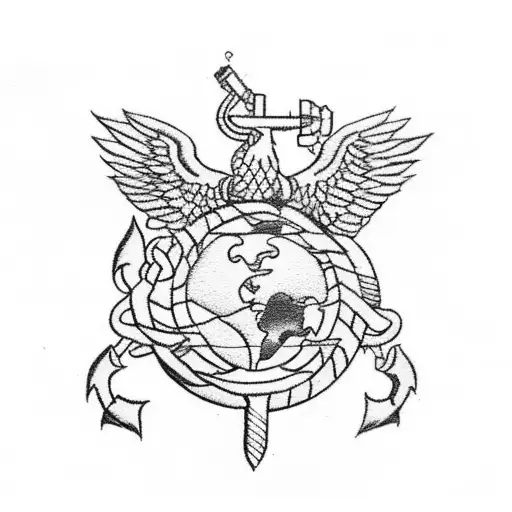 Marine Corps Emblem with Engineer Castle tattoo design idea