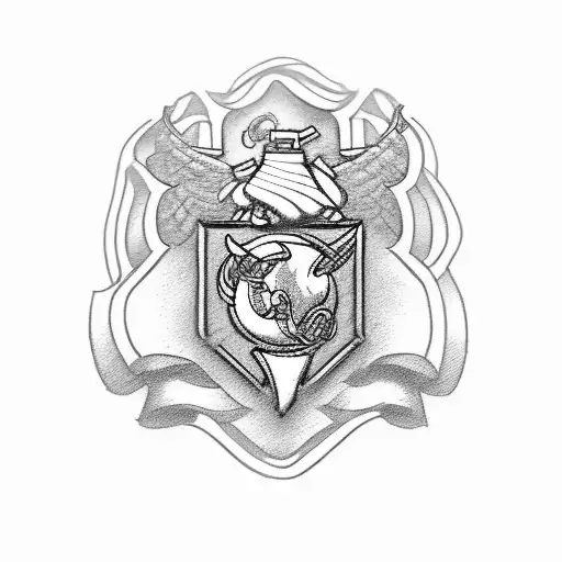  Engineer Castle with Marine Corps Emblem tattoo design idea