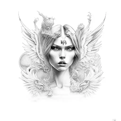 3 angels tattoo design idea