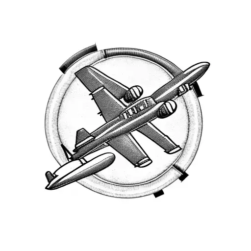 A retro-inspired tattoo featuring a classic car, motorcycle, and airplane in a collage tattoo design idea