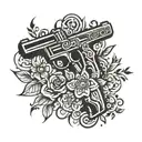 guns akimbo flowers  tattoo design idea