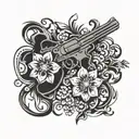 guns akimbo flowers  tattoo design idea