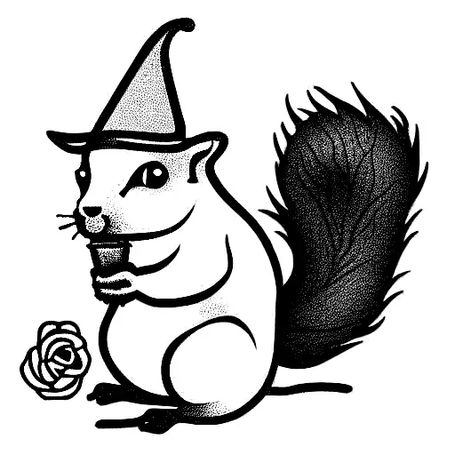 squirrel with wizard hat tattoo design idea