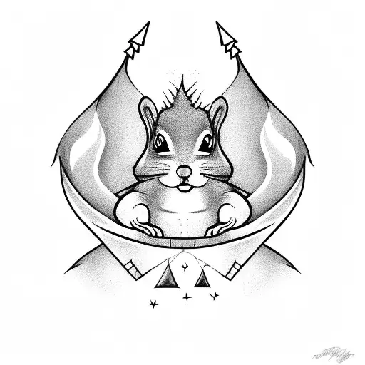 squirrel with wizard hat tattoo design idea