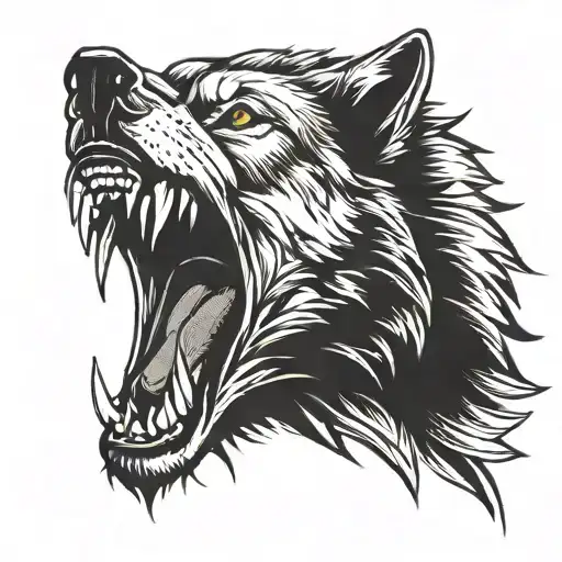 wolf mouth wide open   tattoo design idea