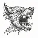 wolf fangs biting tattoo design idea