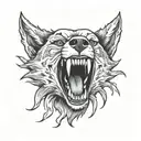 wolf fangs biting tattoo design idea