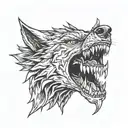 wolf fangs biting tattoo design idea