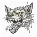 wolf fangs biting tattoo design idea