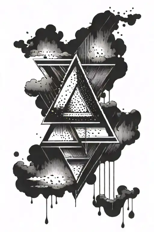 upside down triangle with rain falling tattoo design idea