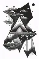upside down triangle with rain falling tattoo design idea