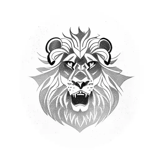 A fierce lion wearing a gaming headset and holding a controller tattoo design idea